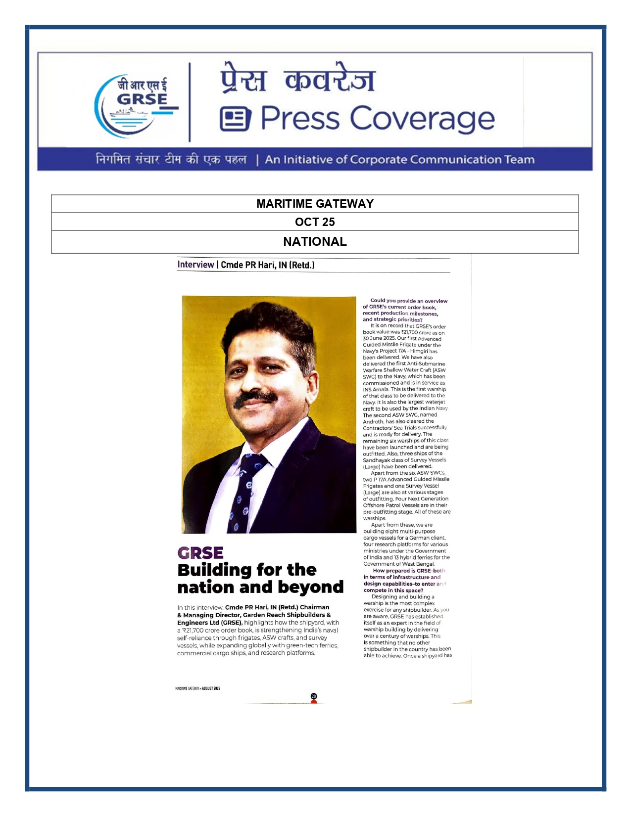  Press Coverage: 04 Nov 25: MARITIME GATEWAY 